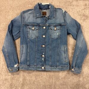 JOES JEANS Womens Distressed Denim Jacket Blue Jean Trucker XS‎